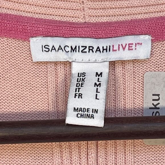 Isaac Mizrahi Live! Open Front Cardigan Sweater Women Size M Pink Flutter Hem - Picture 2 of 13